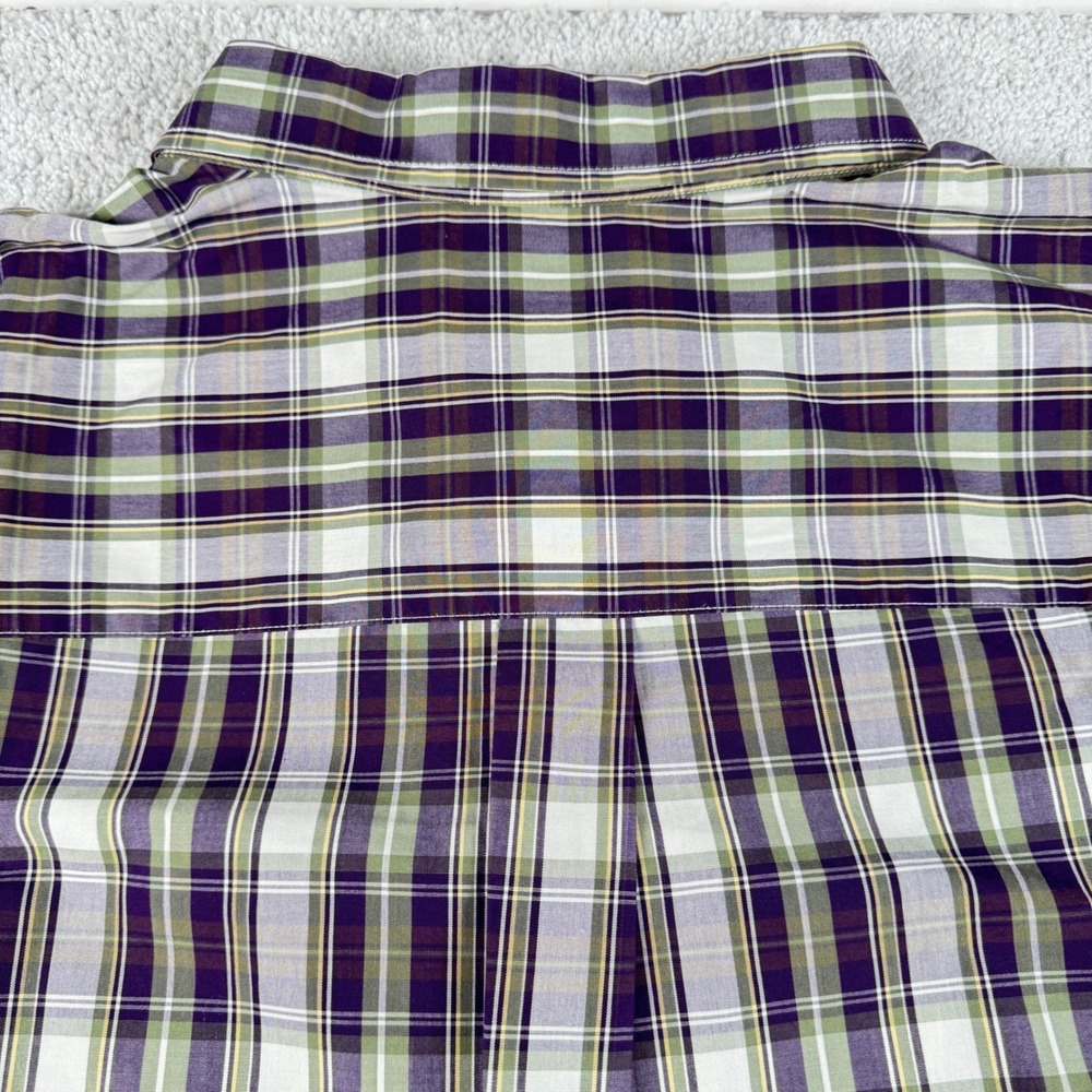 Oak Hill Button Down Shirt Big Mens 3XL Purple Plaid Wrinkle Free Cotton XXXL - Picture 13 of 13